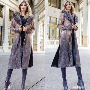 Revolve Donna Salyers Confetti Ready Sequin Duster Coat Jacket